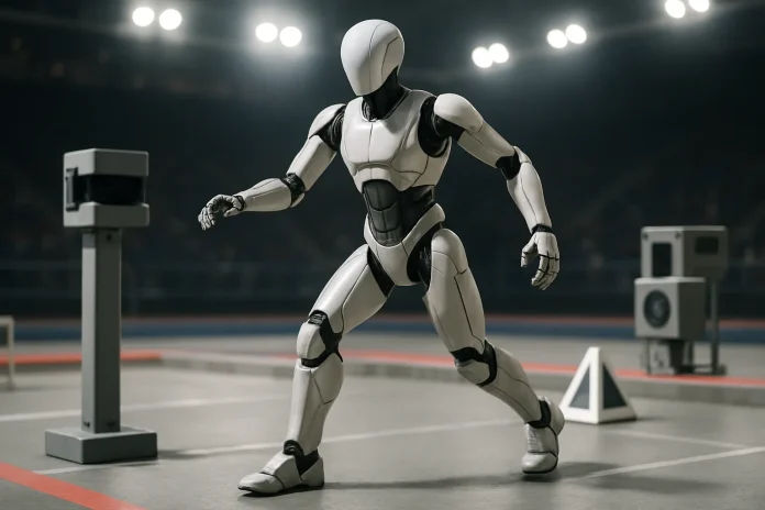 Booster Robotics dominates RoboCup 2026 as 38 of 59 humanoid teams play on its robots Illustration: generic humanoid robot on an obstacle course, linked to the RoboCup robot football competitions