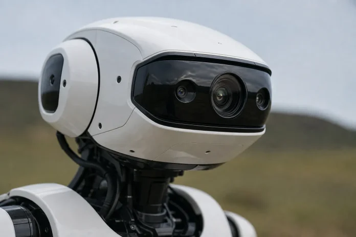 Alibabas λ0 trainiert Humanoide mit menschlichen Bewegungen: Amap misst 29 statt 100 Sekunden pro Demo Illustration: weißer humanoider Roboter mit mehreren optischen Sensoren, im Zusammenhang mit dem Training anhand menschlicher Bewegungsdaten