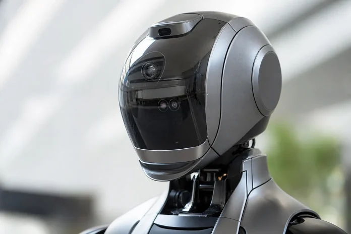 China Telecom gründet Gamma Robotics: Humanoide Roboter sollen im realen Einsatz fortlaufend dazulernen Illustration: Kopf eines generischen humanoiden Roboters mit Sensoren und Kameras, zum Thema Roboter, die in realen Umgebungen lernen