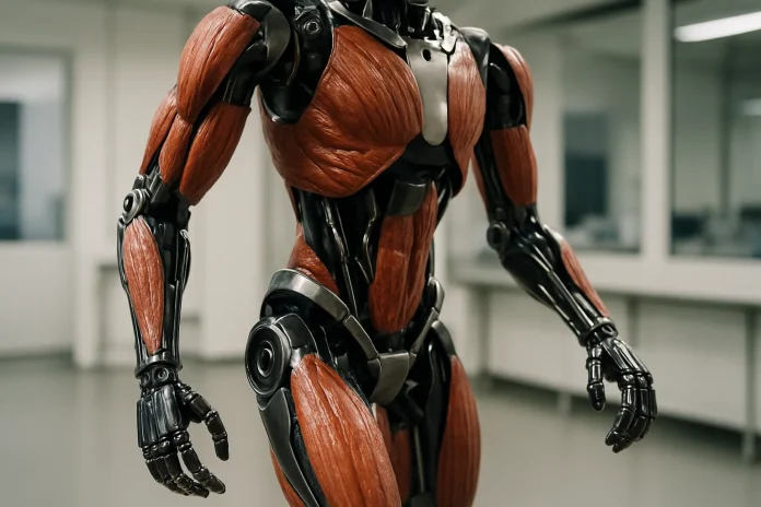 ETH Zurich développe des muscles vivants pour robots : des actionneurs capables de sauter et de se déplacer Illustration : robot à actionneurs musculaires biohybrides en lien avec les travaux de l'ETH Zurich sur les tissus vivants