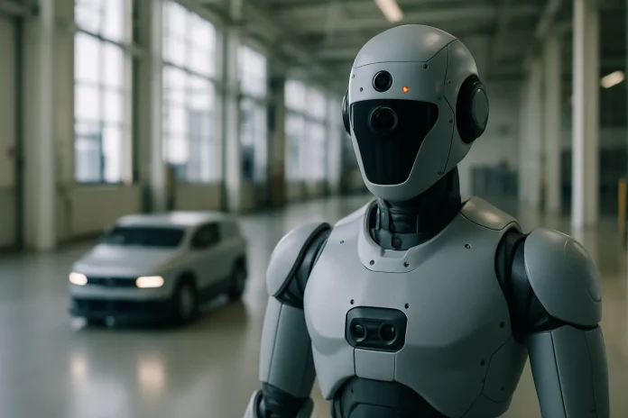 Laplace Intelligence teste les robots et véhicules autonomes par IA et vise le marché de la sécurité robotique Illustration : robot humanoïde générique dans un espace industriel, en lien avec les tests de sécurité avant déploiement