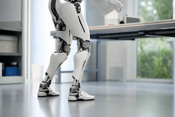 NVIDIA lance Flora : trois modèles d'IA pour annoter les vidéos de robots et accélérer leur entraînement Illustration : robot humanoïde générique en position debout dans un environnement intérieur, en lien avec l'automatisation de l'entraînement robotique par vision