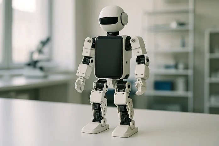 UCLA's PhoneBot: a 48 cm humanoid robot built around an old Android phone for about $400 in parts Illustration: generic humanoid robot with a screen in its torso, related to the PhoneBot built around an Android smartphone