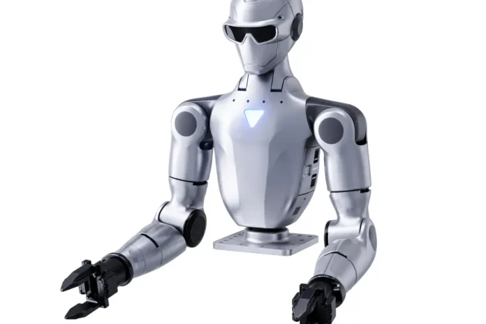 In a likely first, a humanoid robot can be ordered on AliExpress from $4,900 Unitree R1 humanoid robot with an articulated torso, gripper arms and a helmet fitted with protective goggles